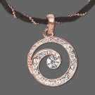 Czech Rhinestone Spiral Pendant Necklace