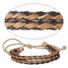 Two Tone Double Strand Leather Bracelet