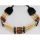 Brown Bead and Bone Choker Necklace