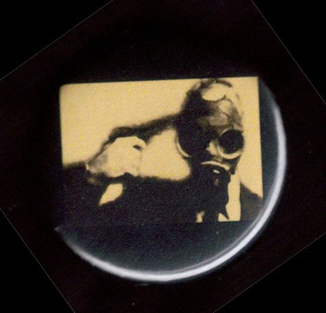 Gas Mask #5  pinback button badge 1.25"
