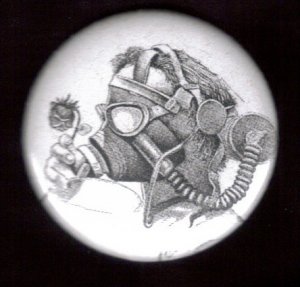 Gas Mask #10  pinback button badge 1.25"