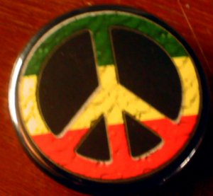 RASTA PEACE SIGN pinback button badge 1.25"