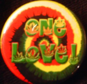 1 RASTA "ONE LOVE!"  pinback button badge 1.25"