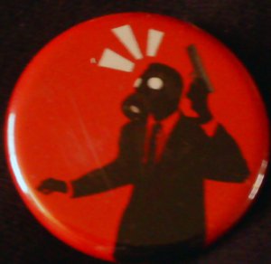 1 GAS MASK #11  pinback button badge 1.25"