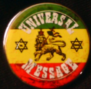 1 RASTA "UNIVERSAL MESSAGE" LION OF JUDAH pinback button badge 1.25"