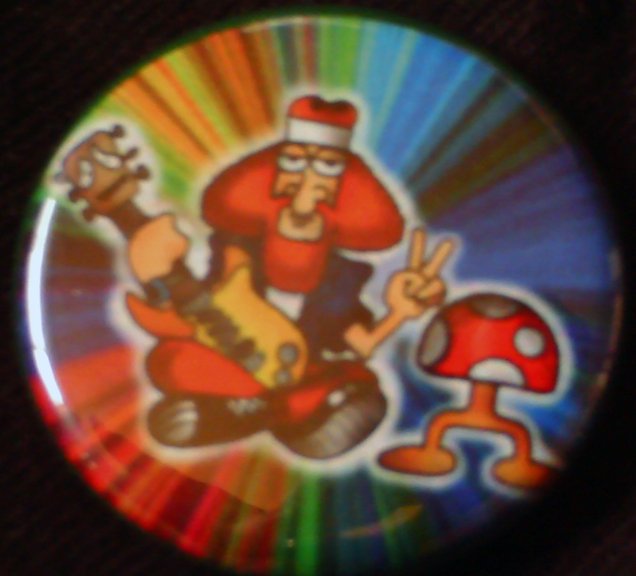 1 HIPPIE WITH A SHROOM pinback button badge 1.25"