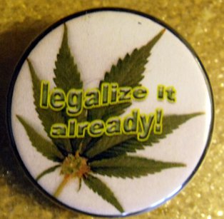 "LEGALIZE IT ALREADY!" CANNABIS LEAF pinback button badge 1.25"