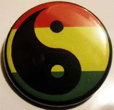 RASTA YIN YANG pinback button badge 1.25"