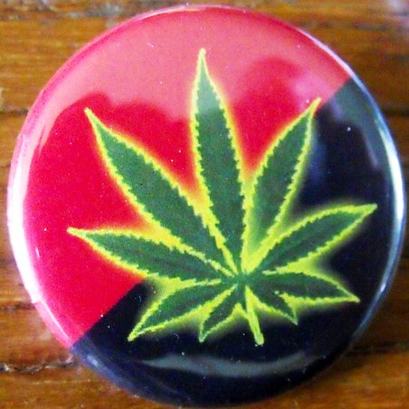 Anarcho-Syndicalist Flag with Pot Leaf pinback button badge 1.25"