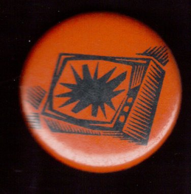 SMASHED T.V. STENCIL pinback button badge 1.25"