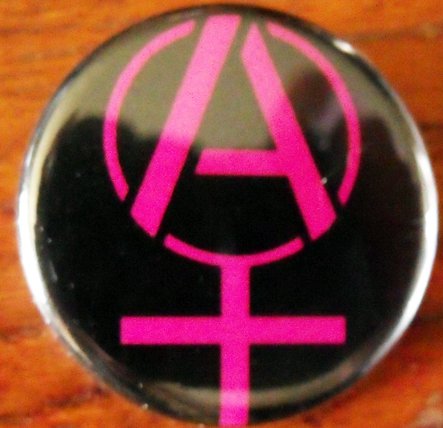 ANARCHO-FEMINIST STENCIL pinback button badge 1.25"