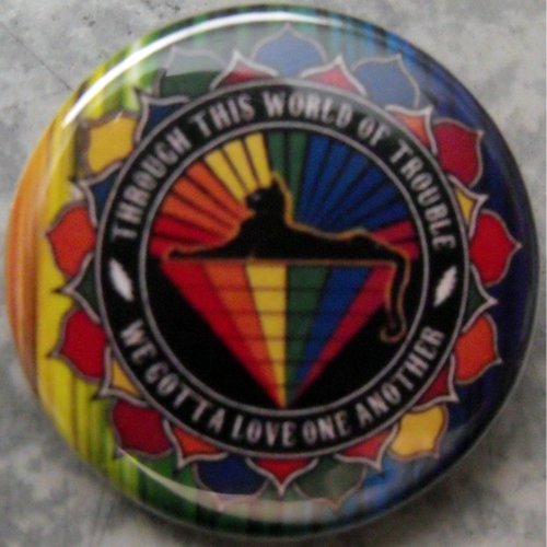 GRATEFUL DEAD #9 - THROUGH THIS WORLD OF TROUBLE WE GOTTA LOVE ONE ANOTHER pinback button 1.25"
