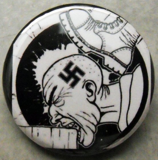 CURB-STOMP NAZIS pinback button badge 1.25"