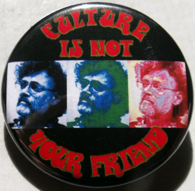 TERENCE McKENNA - "CULTURE IS NOT YOUR FRIEND"  pinback button badfge 1.25"
