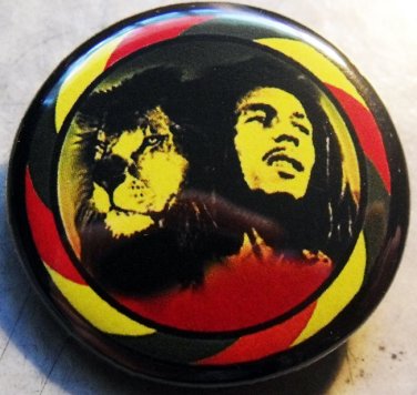 RASTA BOB MARLEY LION pinback button badge 1.25"