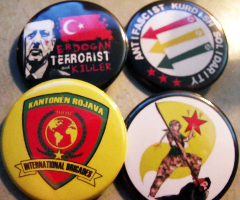 4 KURDISH RESISTANCE PINBACK BUTTONS #2