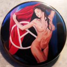 NAKED ANARCHIST WOMAN pinback button badge 1.25"