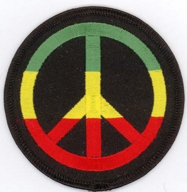RASTA Peace Logo Embroidered Iron-on Patch 3" inch Diameter