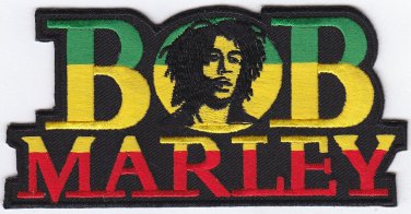 BOB MARLEY EMBROIDERED IRON-ON PATCH #2 4.5" x 2.25" inches
