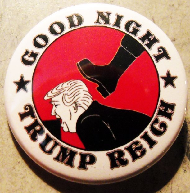 GOOD NIGHT TRUMP REICH pinback button badge 1.25"
