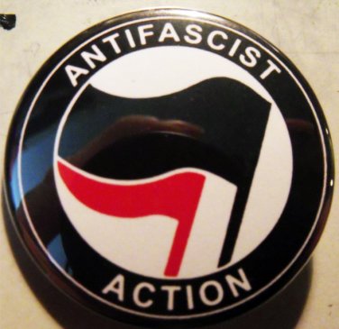 ANTI-FASCIST ACTION #2 BLACK/RED pinback button badge 1.25"