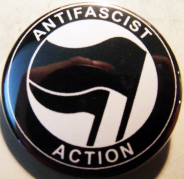 ANTI-FASCIST ACTION #3 BLACK/BLACK pinback button badge 1.25"