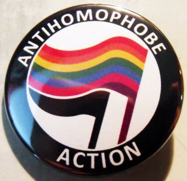 ANTIHOMOPHOBE ACTION - English pinback button badge 1.25"