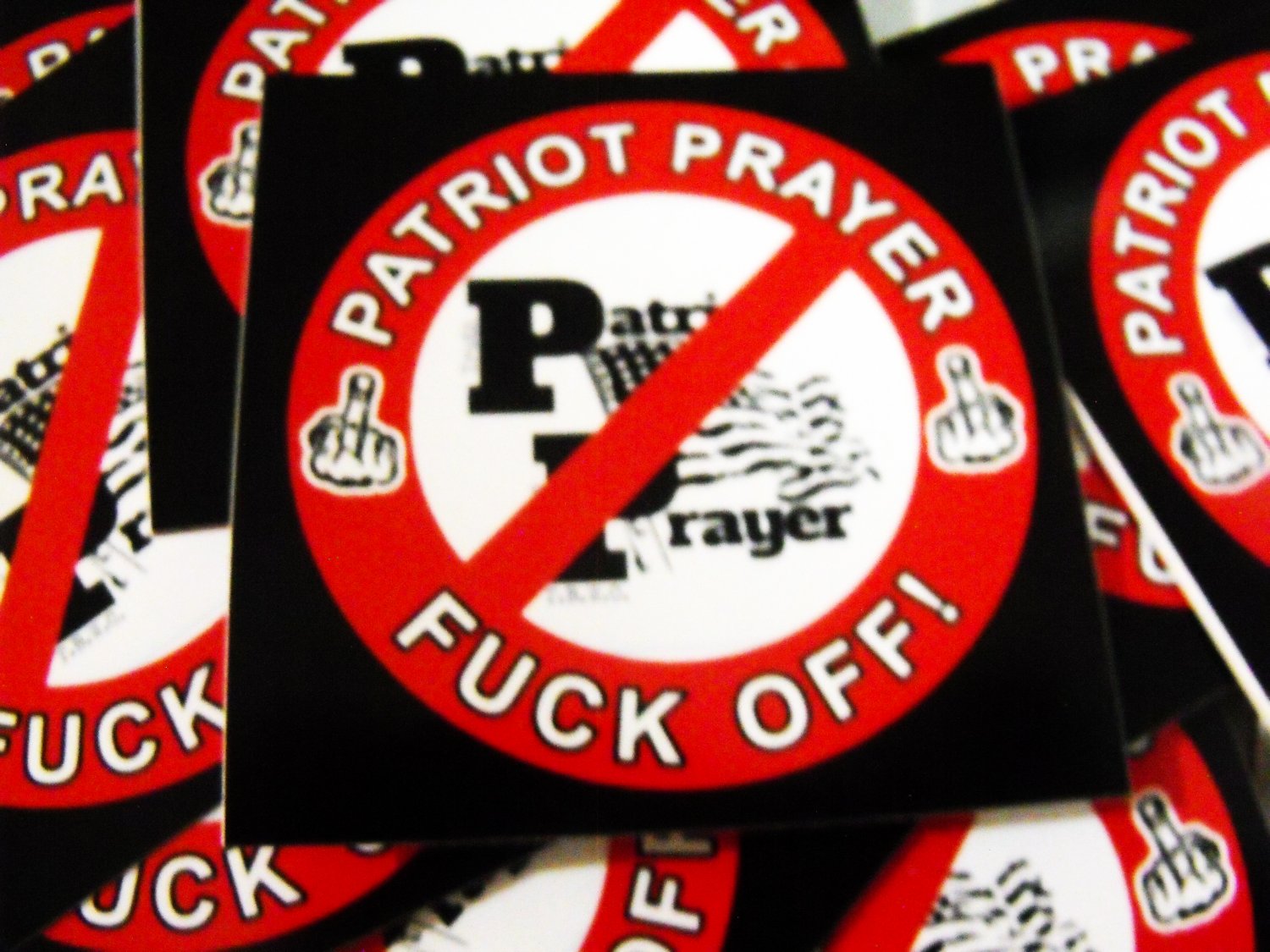 25 PATRIOT PRAYER FUCK OFF 2.5" x 2.5" stickers