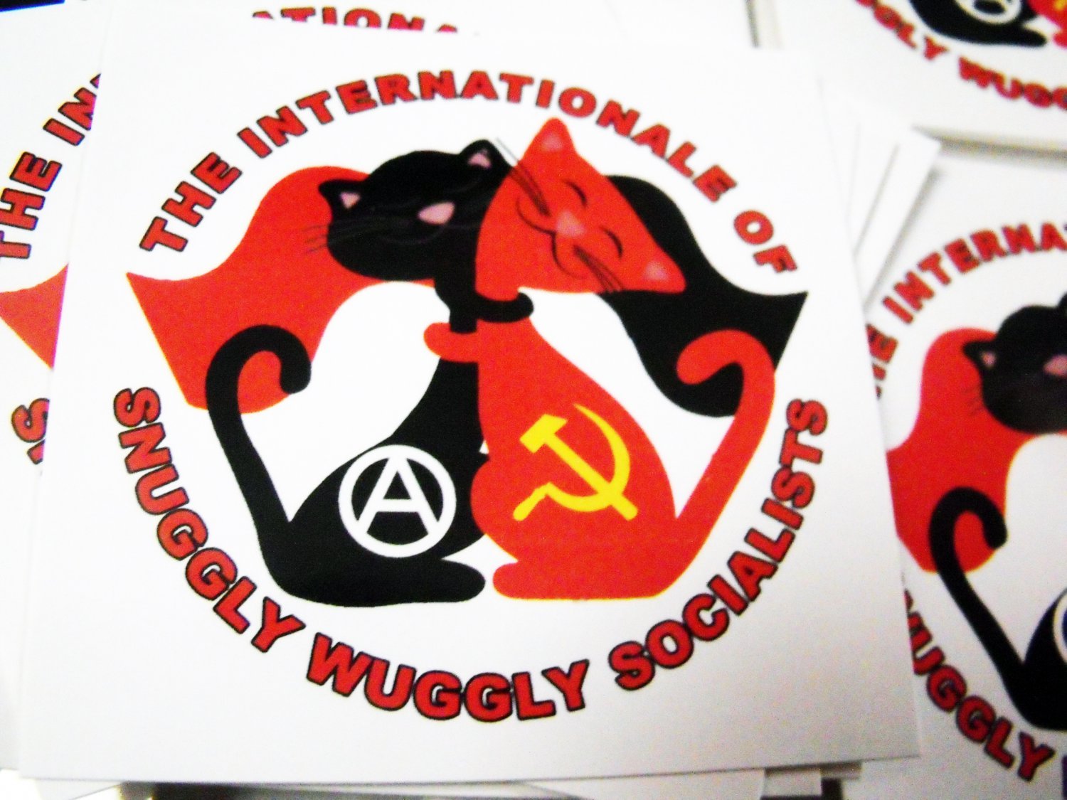 100 THE INTERNATIoNALE oF SNUGGLY WUGGLY SoCIALISTS 2.5" x 2.5" stickers