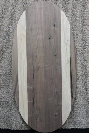 Custom Oval Black Walnut Coffee Table Top w/ Maple Accents 10503