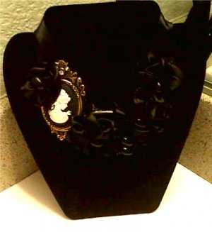black cameo statement necklace