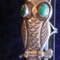 Vintage TURQUOISE & SILVER RING ~ Large OWL with turquoise eyes ~ #6
