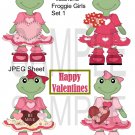 Valentine Froggie Girls 1-Emailed as JPEG File-Commercial and Personal Use