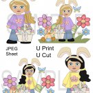 Easter Bunny Girls  1-Emailed as JPEG File-Commercial and Personal Use