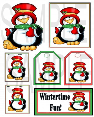 Penguin WIntertime Fun uc  -  Emailed as JPEG File-Commercial and Personal Use