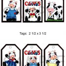 Cows - 6 pc Tags uc  -  Emailed as JPEG File-Commercial and Personal Use
