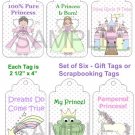 Princess - 6 pc Tags uc  -  Emailed as JPEG File-Commercial and Personal Use