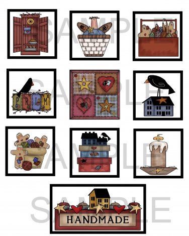 Primative Handmade - 10 pc Blocks uc  -  Emailed as JPEG File-Commercial and Personal Use