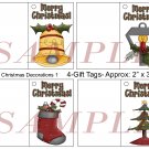 Merry Christmas Decorations 1 Gift Tags uc  -  Emailed as JPEG File-Commercial and Personal Use