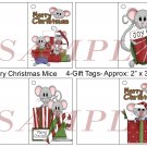 Merry Christmas Mice Gift Tags uc  -  Emailed as JPEG File-Commercial and Personal Use