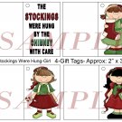 The Stockings Were Hung Girls Gift Tags uc  -  Emailed as JPEG File-Commercial and Personal Use