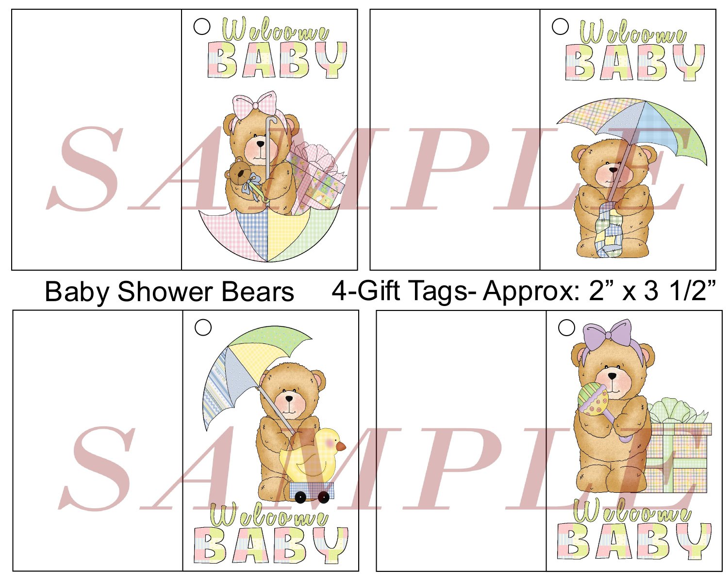 Baby Shower Bears Gift Tags uc - Emailed as JPEG File-Commercial and ...