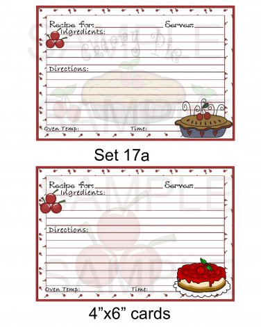 Set 17a - Recipe Cards - uc  -  Emailed as JPEG File-Commercial and Personal Use