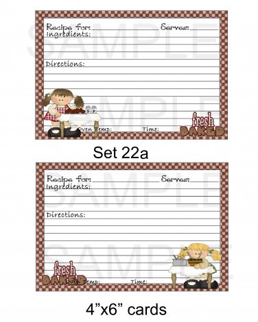 Set 22a - Recipe Cards - uc  -  Emailed as JPEG File-Commercial and Personal Use