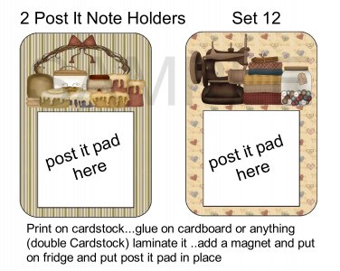 Set 12 - Post It Note Holders - uc  -  Emailed as JPEG File-Commercial and Personal Use