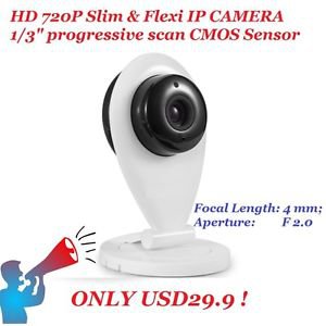 IP Camera IPCAM Wireless WiFi Webcam Home Security HD 720P 3.6mm Slim Design