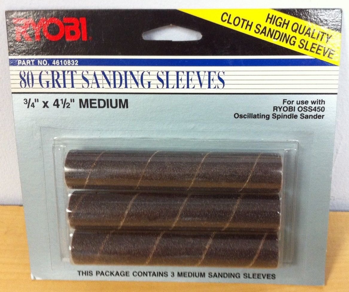 Ryobi OSS450 Oscillating Spindle 80 Grit Sanding Sleeves .75" x 4.5