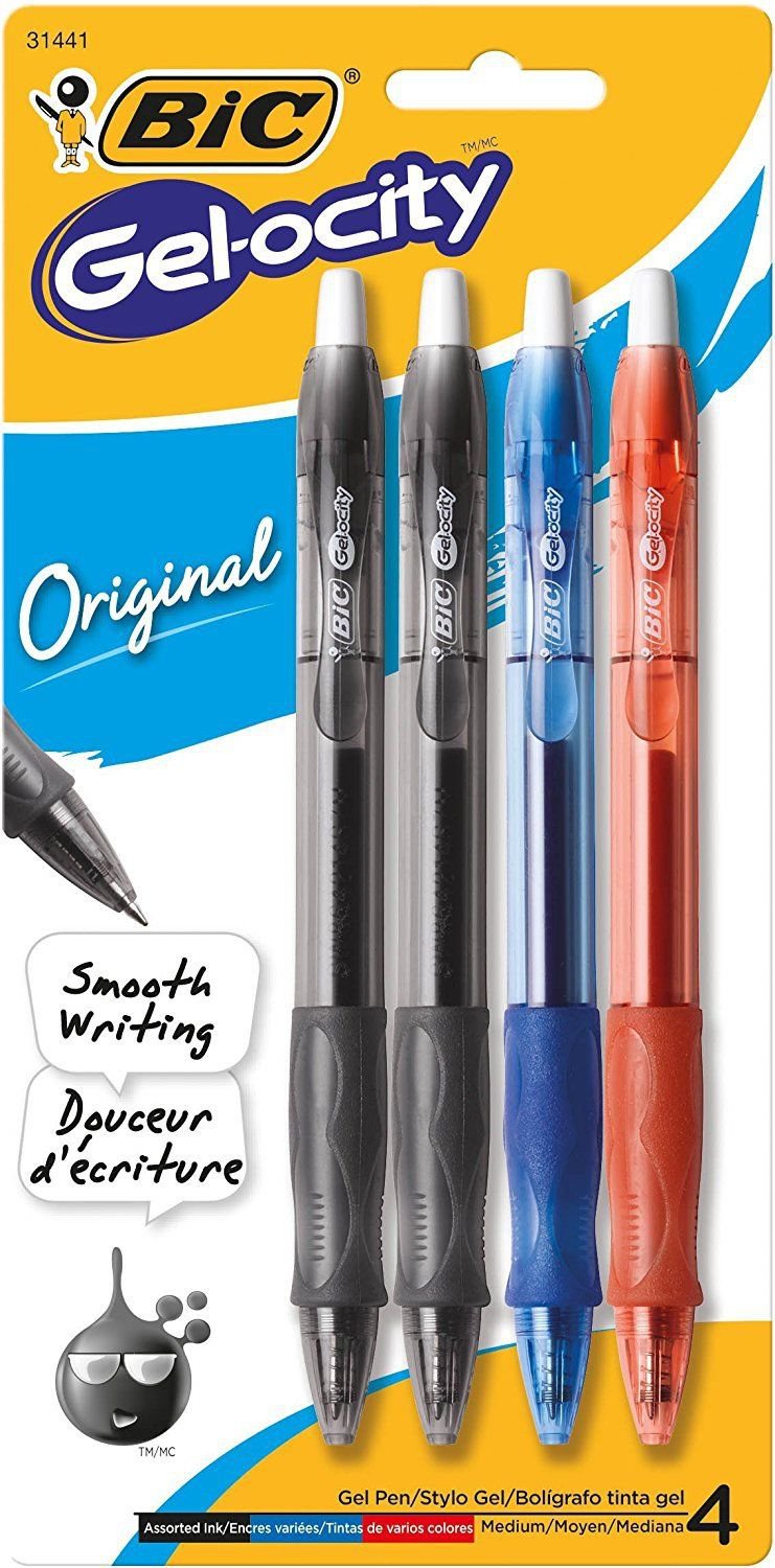 Bic Gel-ocity Gel Retractable Pens, 4-Pack, Assorted Colors 31441