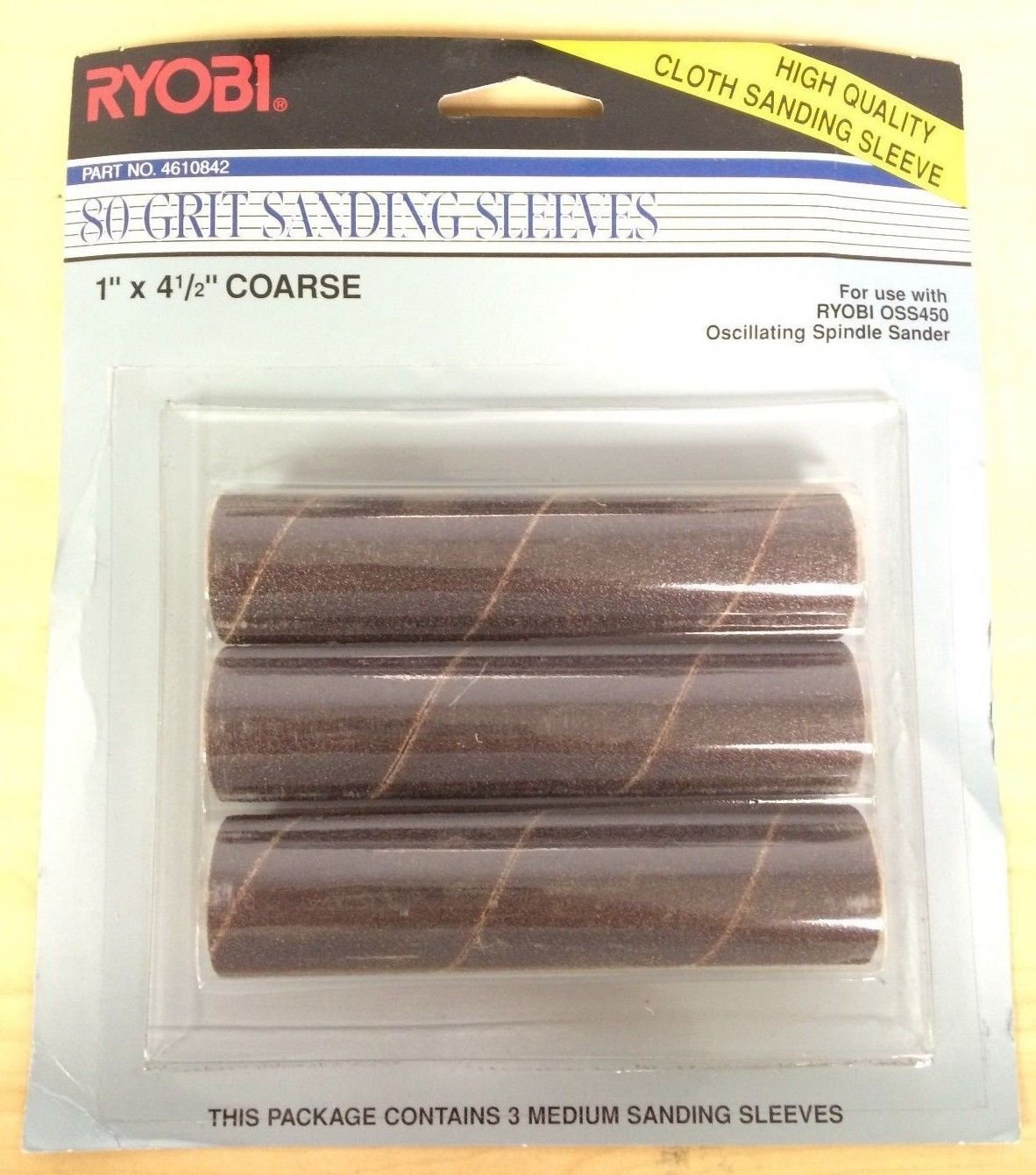 Ryobi OSS450 Oscillating Spindle 80 Grit Sanding Sleeves 1"x4.5" Medium