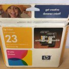 Genuine OEM HP 23 Tri-color Inkjet Cartridge Twin Pack